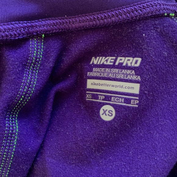 Nike Pro Half-Zip Pullover Purple & Green - Picture 3 of 3